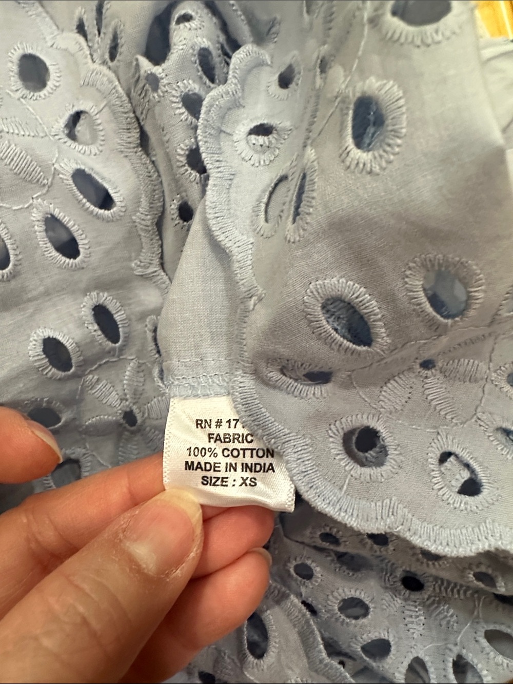 NWT Jennifer & Grace Eyelet Flutter Sleeve Cotton Top Blue Feminine Women's xs - Picture 4 of 5